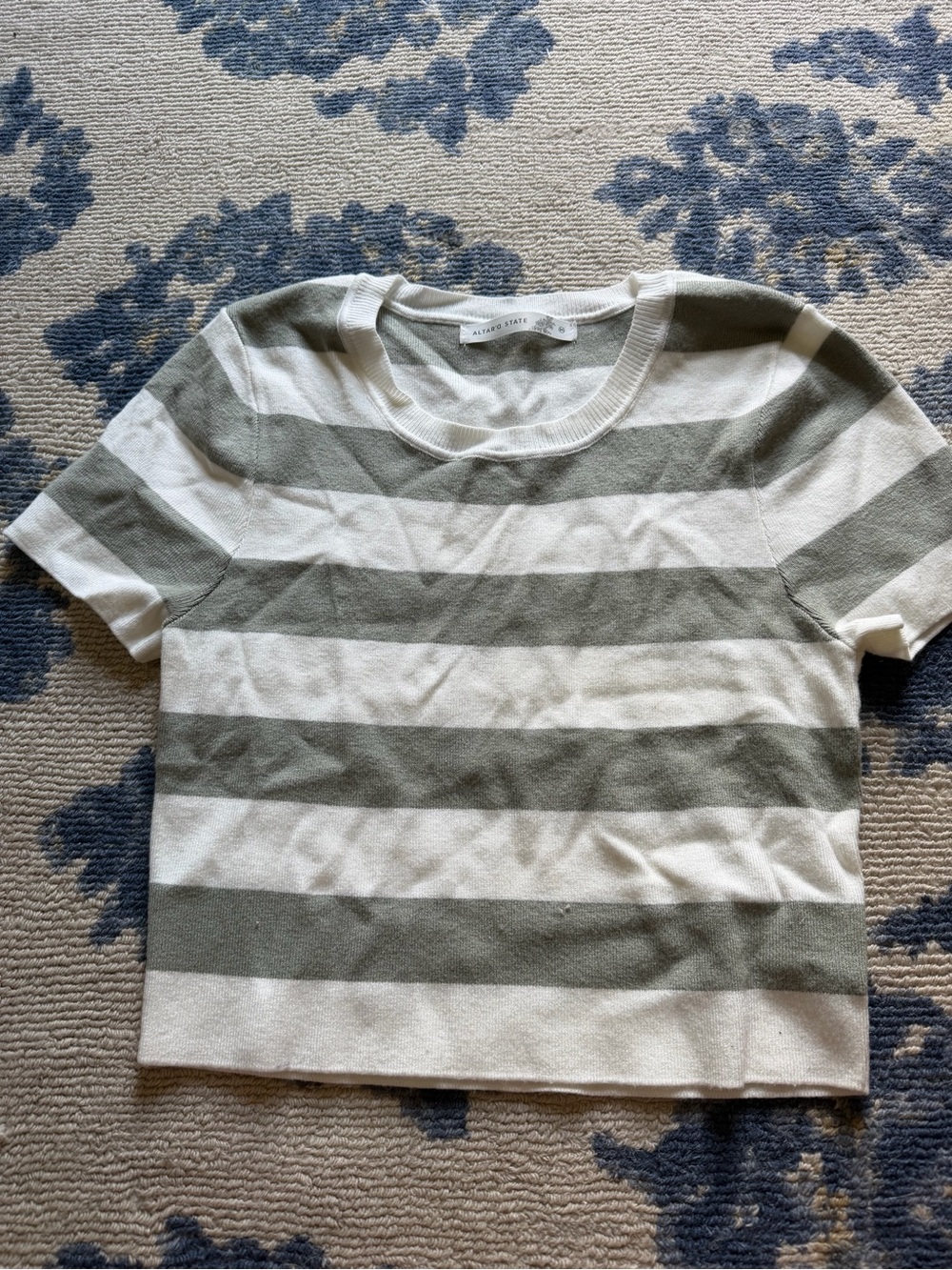 Altar'd State Cream and Olive Striped Crop Top